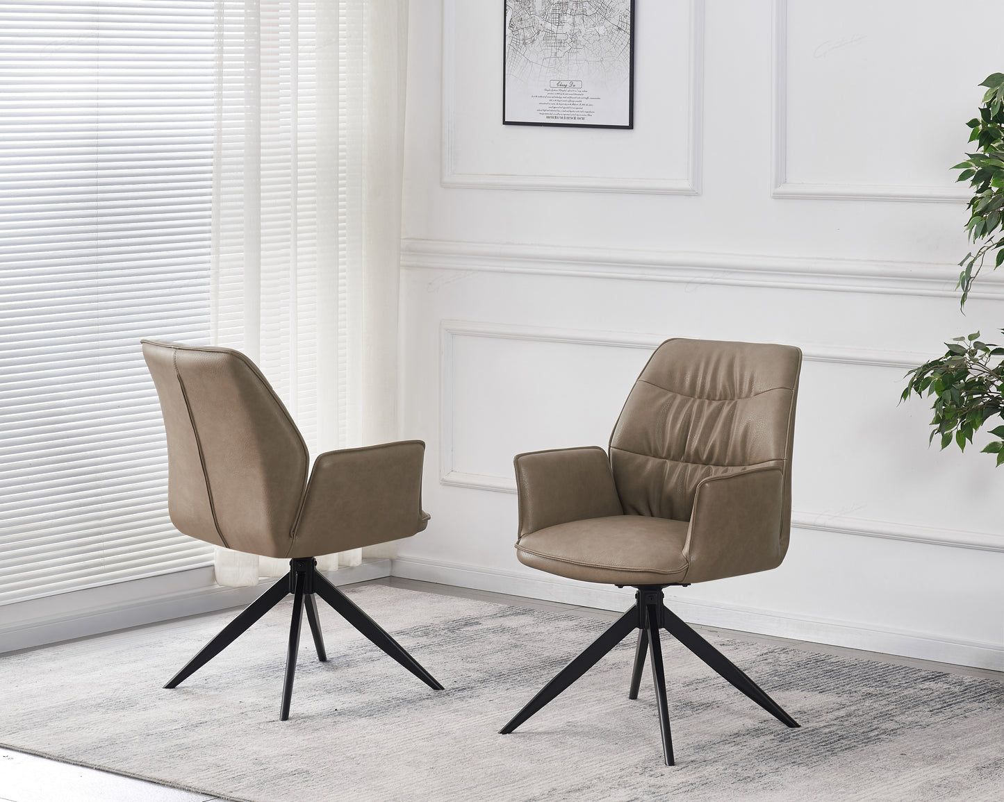 Berlish Chair - Taupe PU Leather - Set of 2