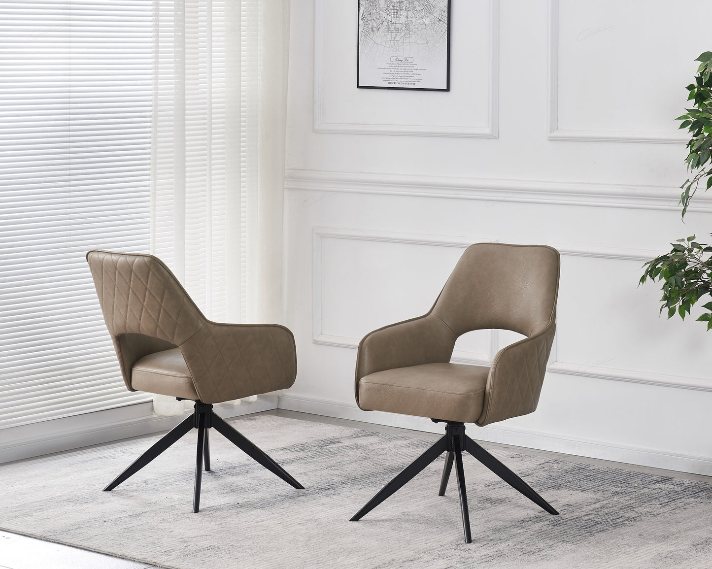 Enrica Dinning/Lounge Chair - Taupe/Brown Faux Leather - Set of 2