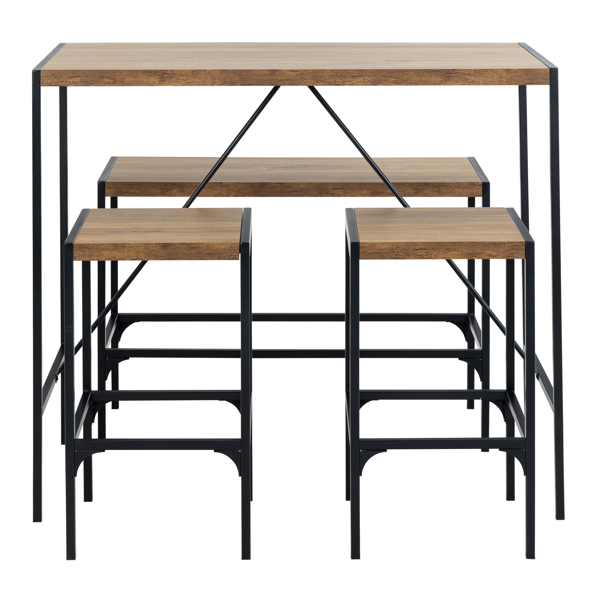 Bahamas Bar Table Set in Black and Oak chairs and tables with bench 