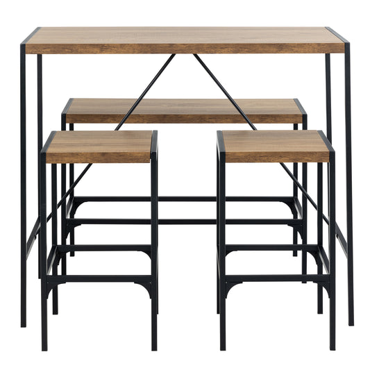 Bahamas Bar Table Set in Black and Oak chairs and tables with bench 