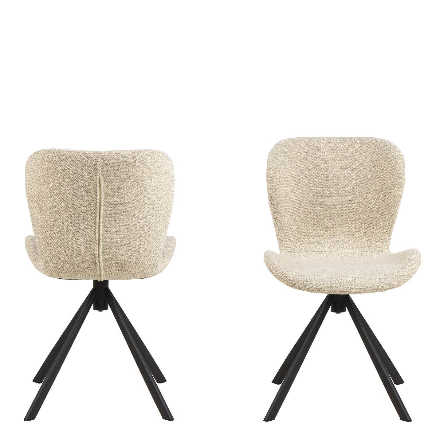 Batilda Swivel Dining Chairs in Cream Fabric Set of 2