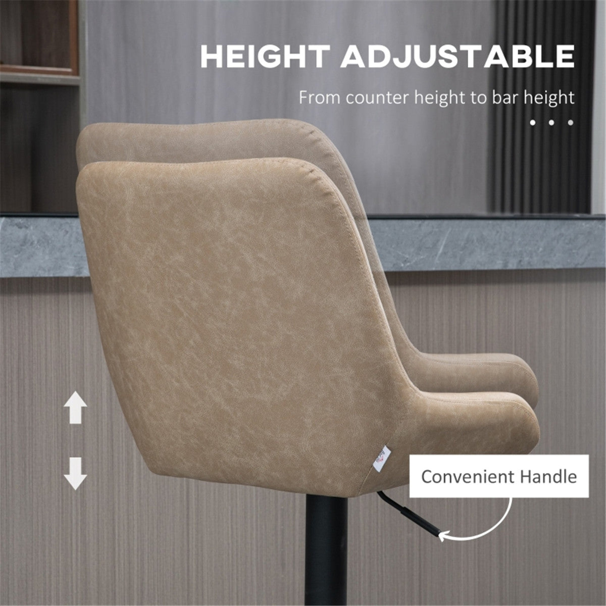 Beige Bar Stools/Dining Chair Set of 2