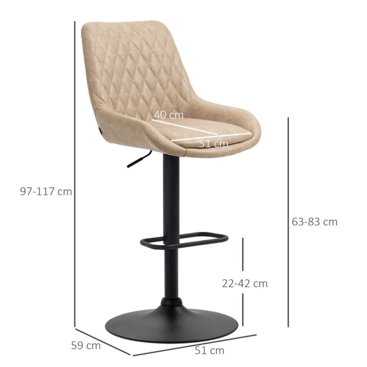 Beige Bar Stools/Dining Chair Set of 2