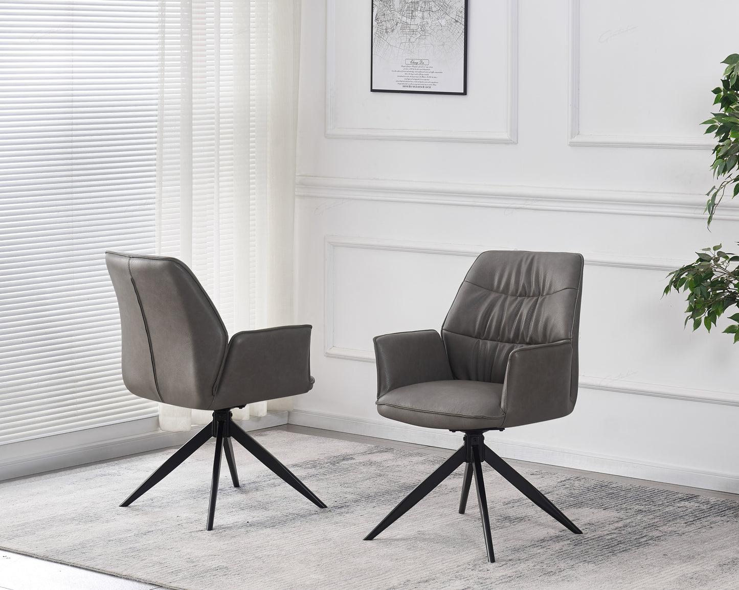 Grey Dinning Chair leather 