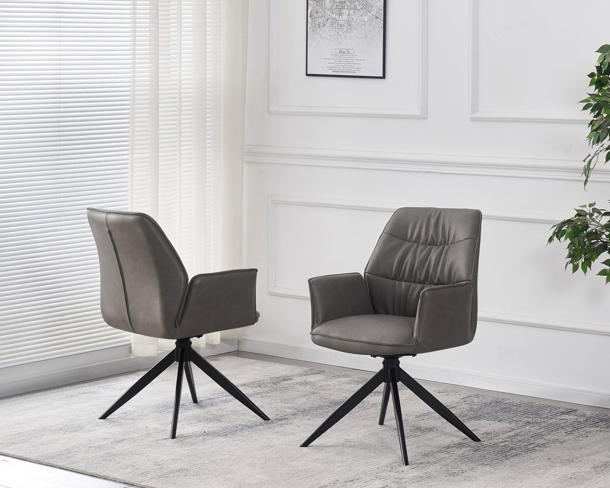 Grey Dinning Chair leather 