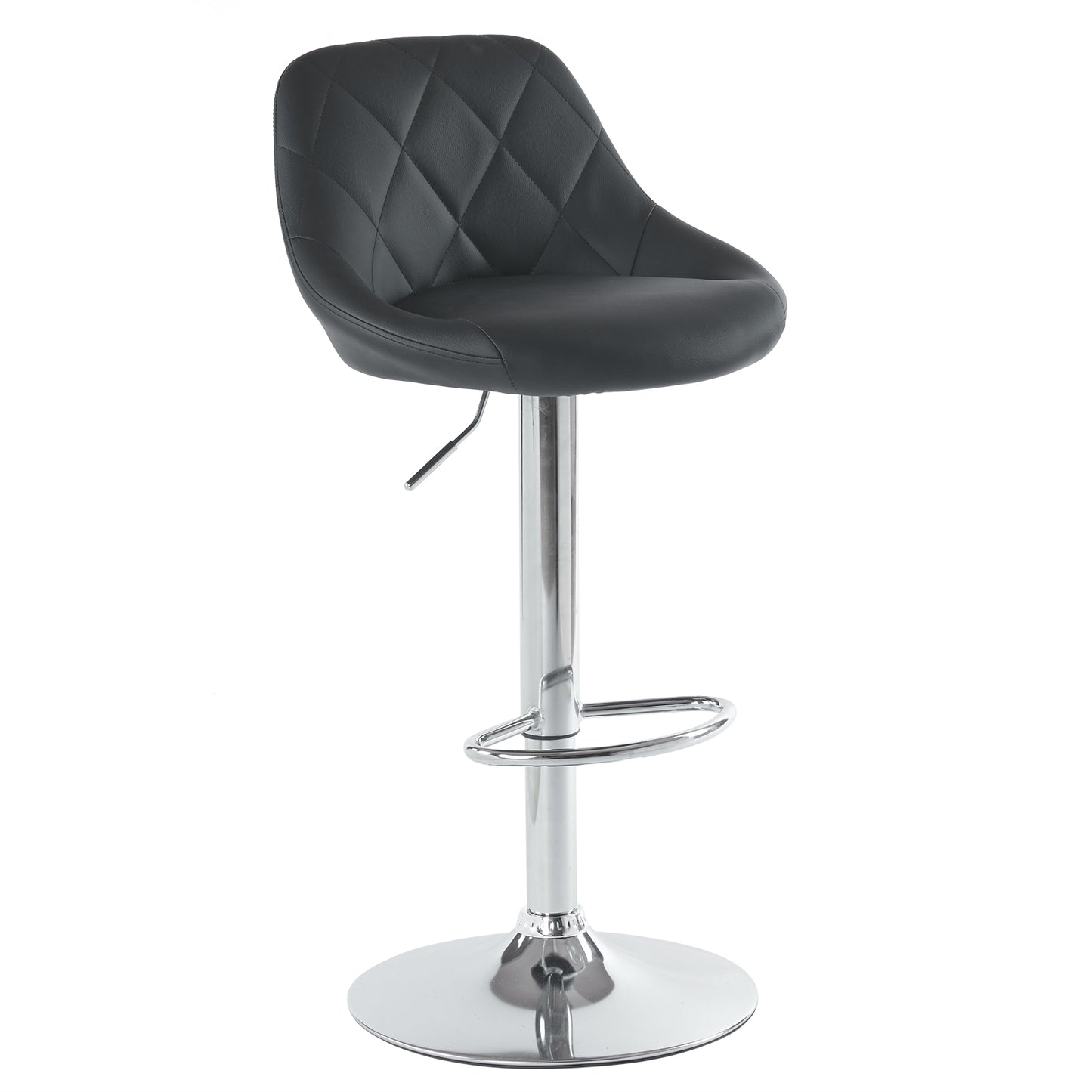 Black Bar Stools/ Kitchen Stool PU Leather Bar Stool, Adjustable Lift Height Swivel Stool Set of 2
