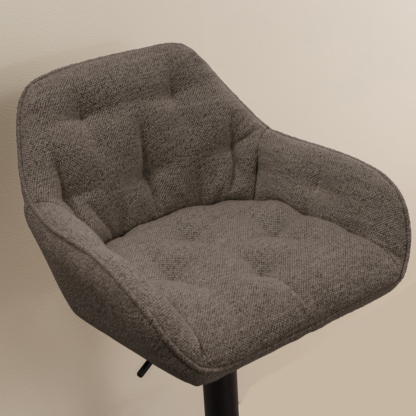 Brooke Swivel Bar Stool Boucle fabric with Height Adjustable Function in Taupe Set of 2
