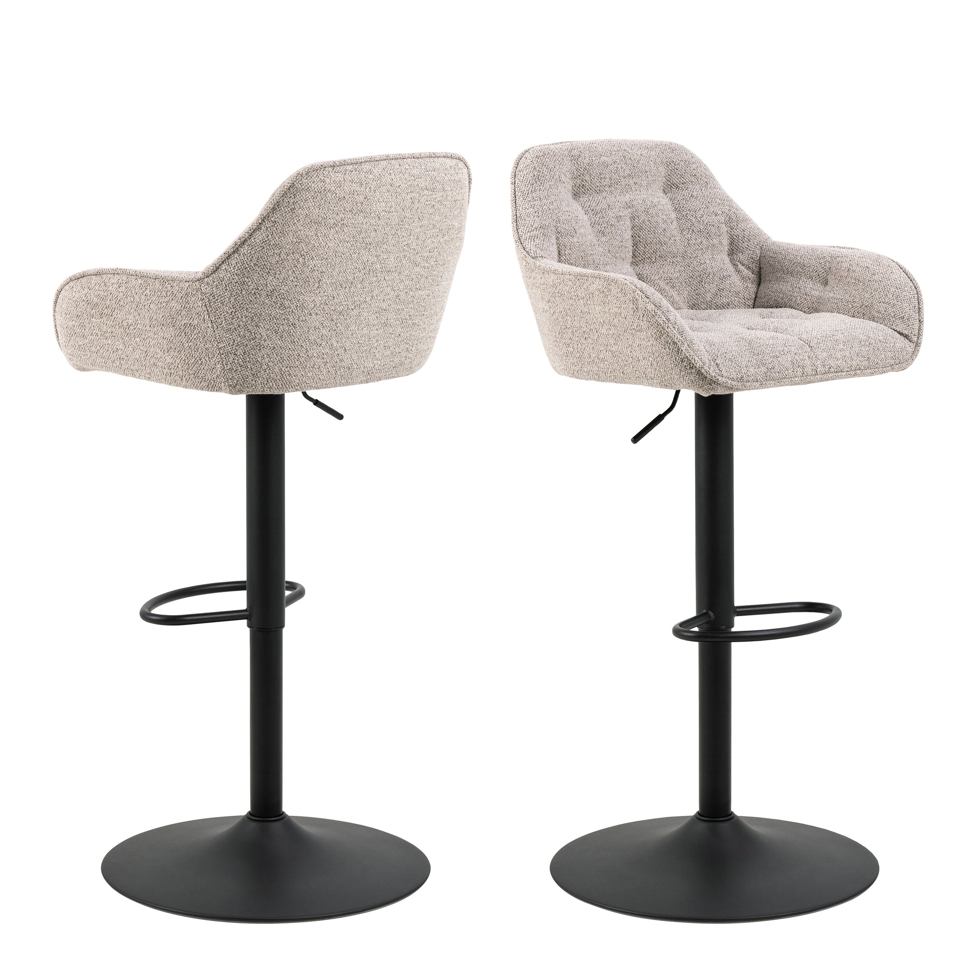 Brooke Swivel Bar Stool with Boucle Fabric Height Adjustable Function in Monza Beige Set of 2