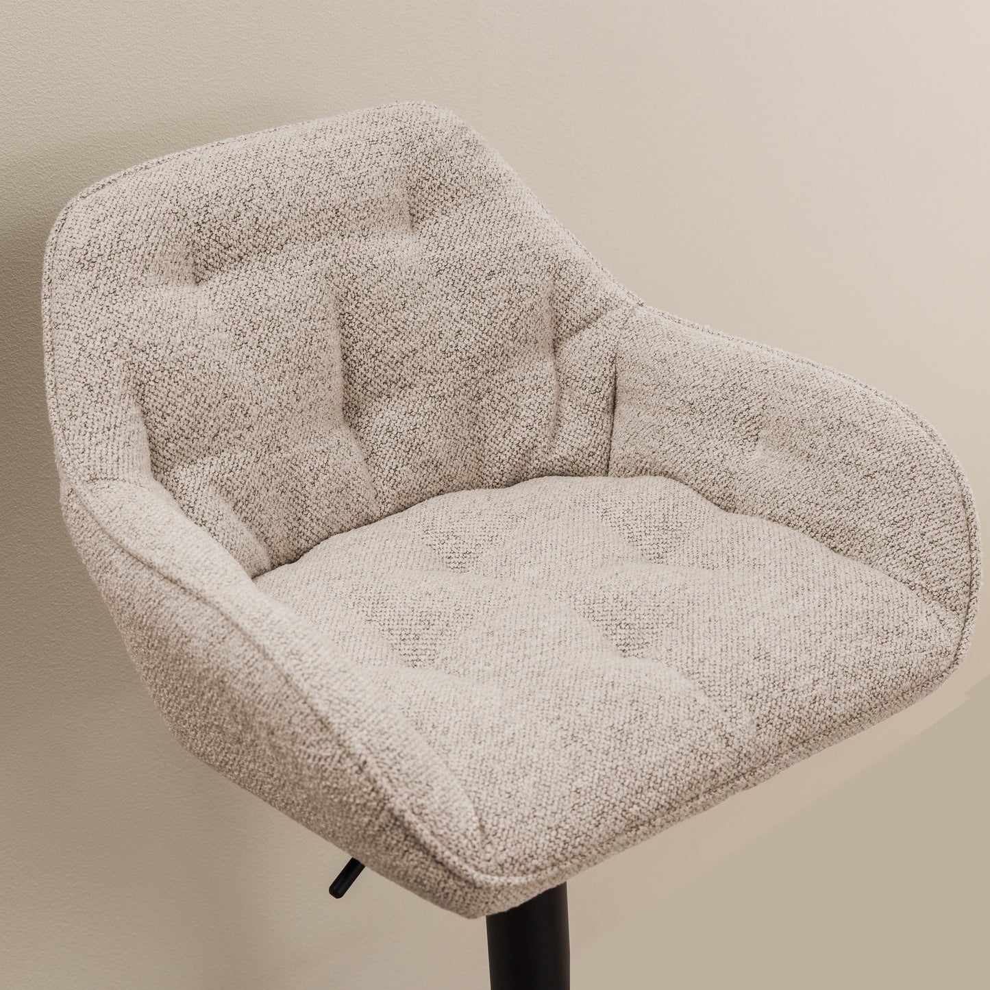 Brooke Swivel Bar Stool with Boucle Fabric Height Adjustable Function in Monza Beige Set of 2