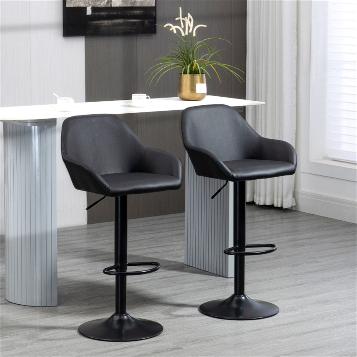 Dark Grey Modern Bar Stools/Dining Chair/Office Chair Set of 2