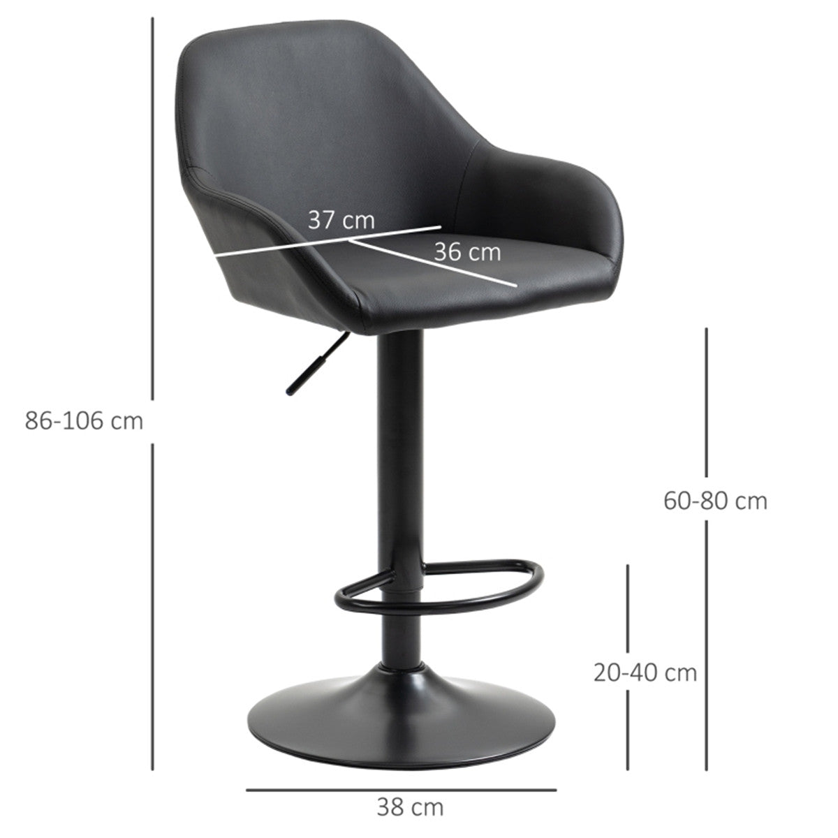 Dark Grey Modern Bar Stools/Dining Chair/Office Chair Set of 2