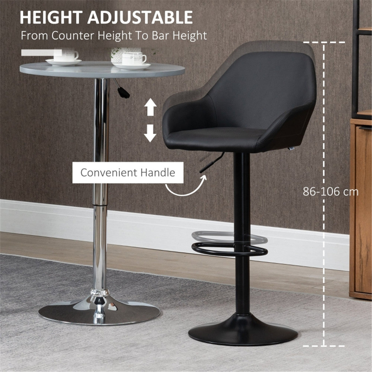 Dark Grey Modern Bar Stools/Dining Chair/Office Chair Set of 2