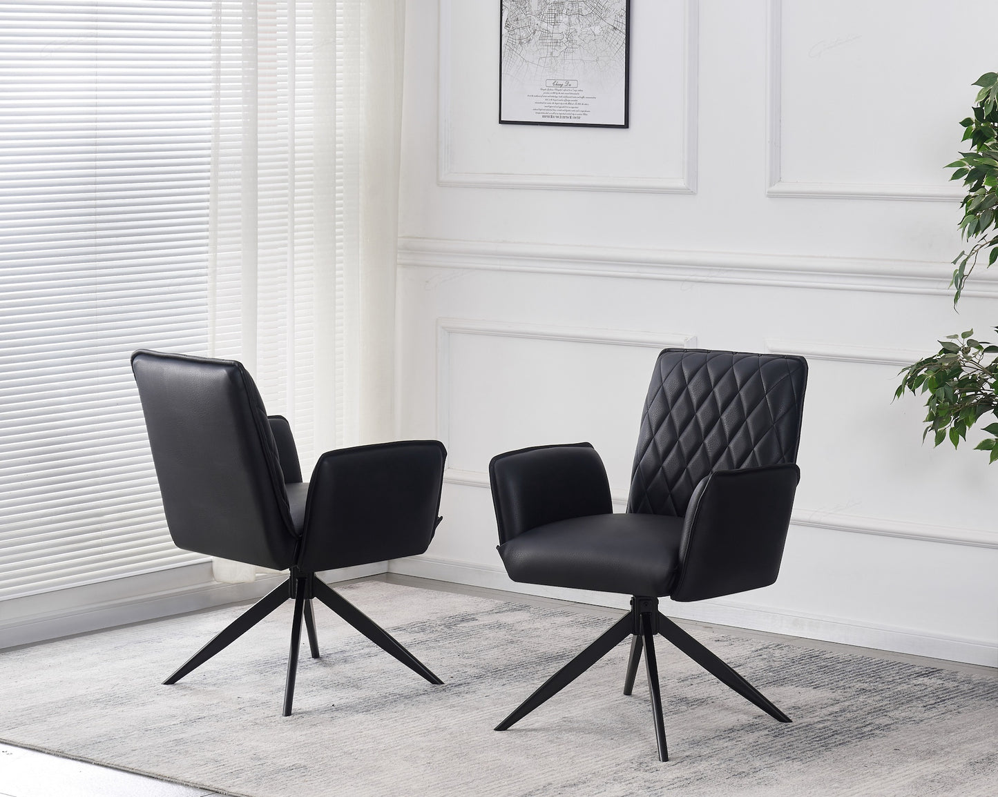 Eclat Dinning Chair - Black Faux Leather -set of 2