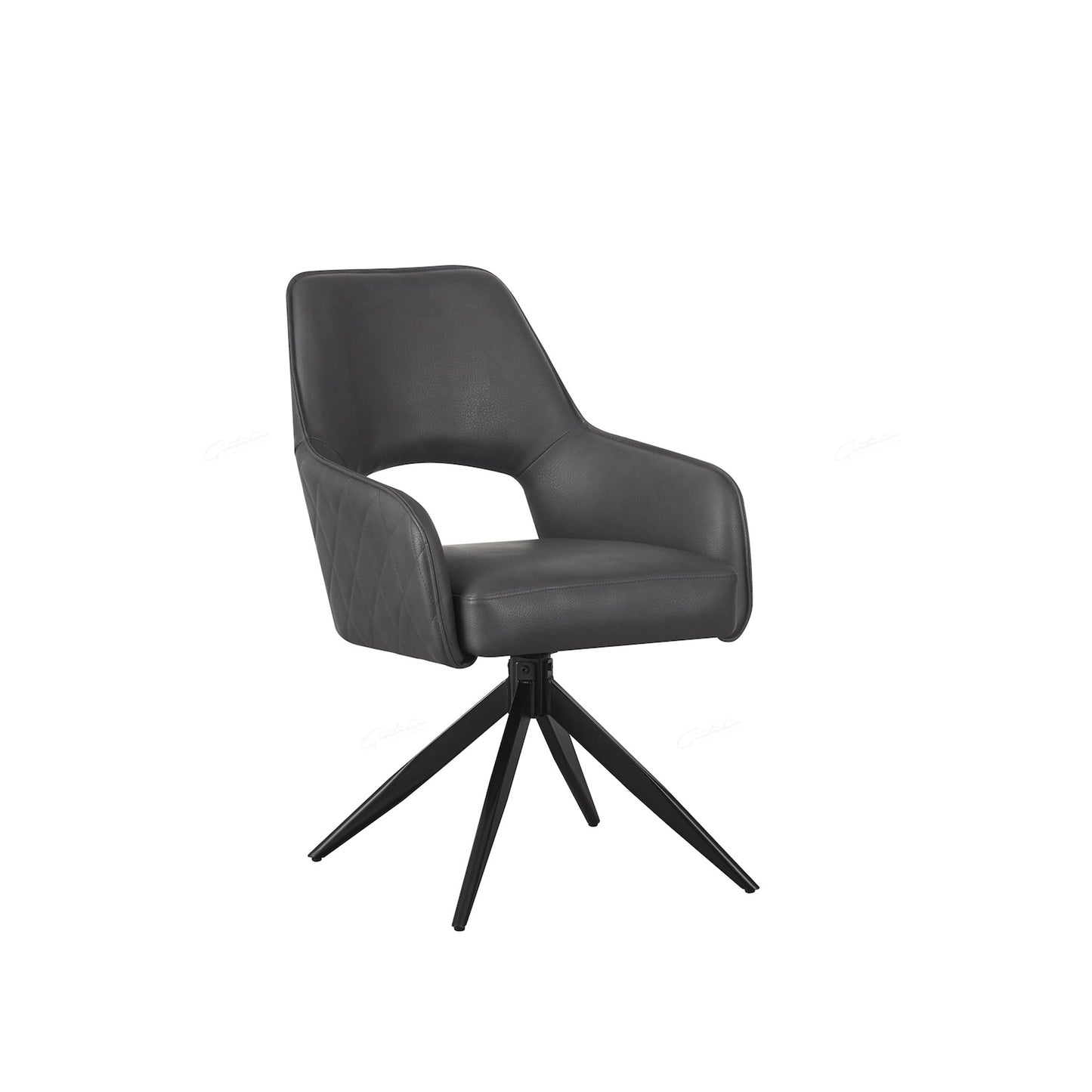 SitWell Enrica Dinning Chair - Dark Grey Faux Leather - Set of 2