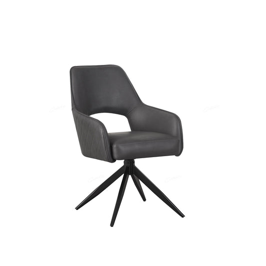 SitWell Enrica Dinning Chair - Dark Grey Faux Leather - Set of 2