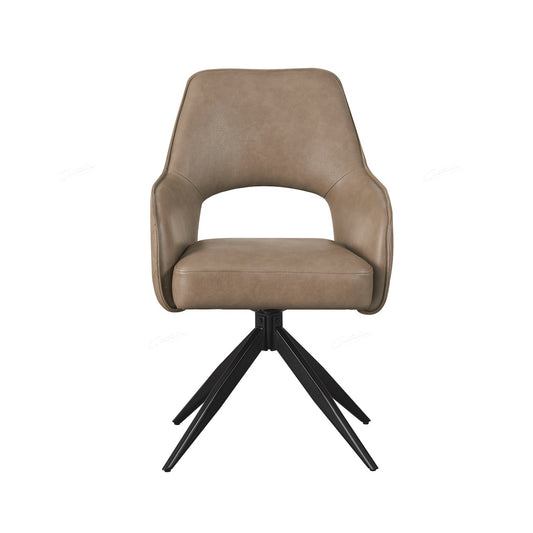 Enrica Dinning/Lounge Chair - Taupe/Brown  Faux Leather - Set of 2