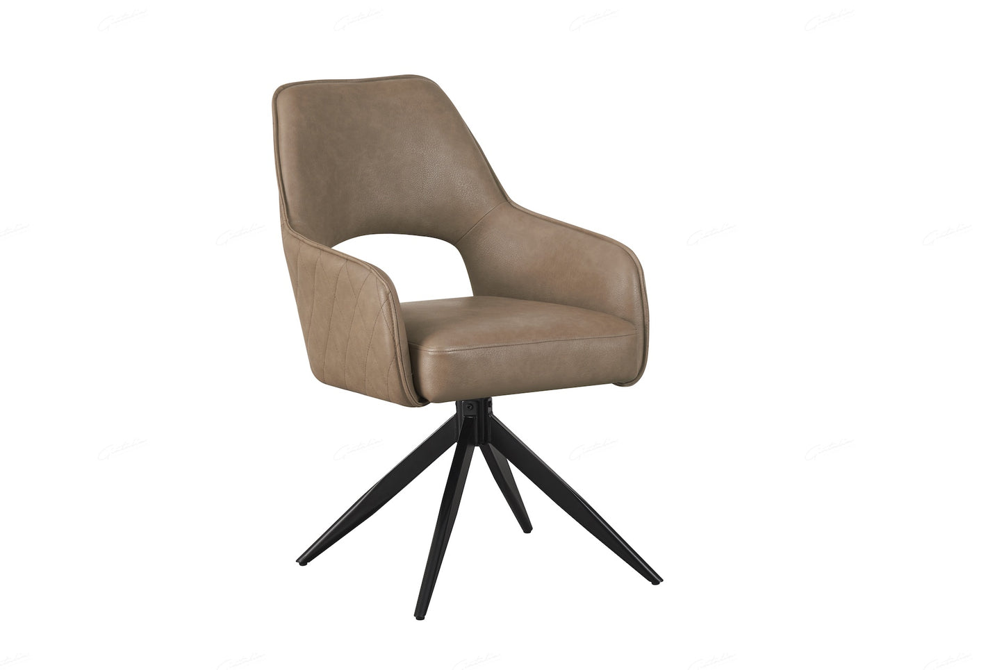 Enrica Dinning/Lounge Chair - Taupe/Brown  Faux Leather - Set of 2