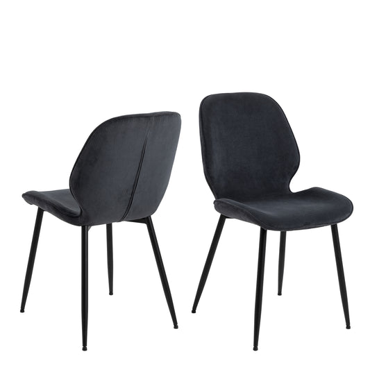 Femke Corduroy fabric Chair in Anthracite Set of 4