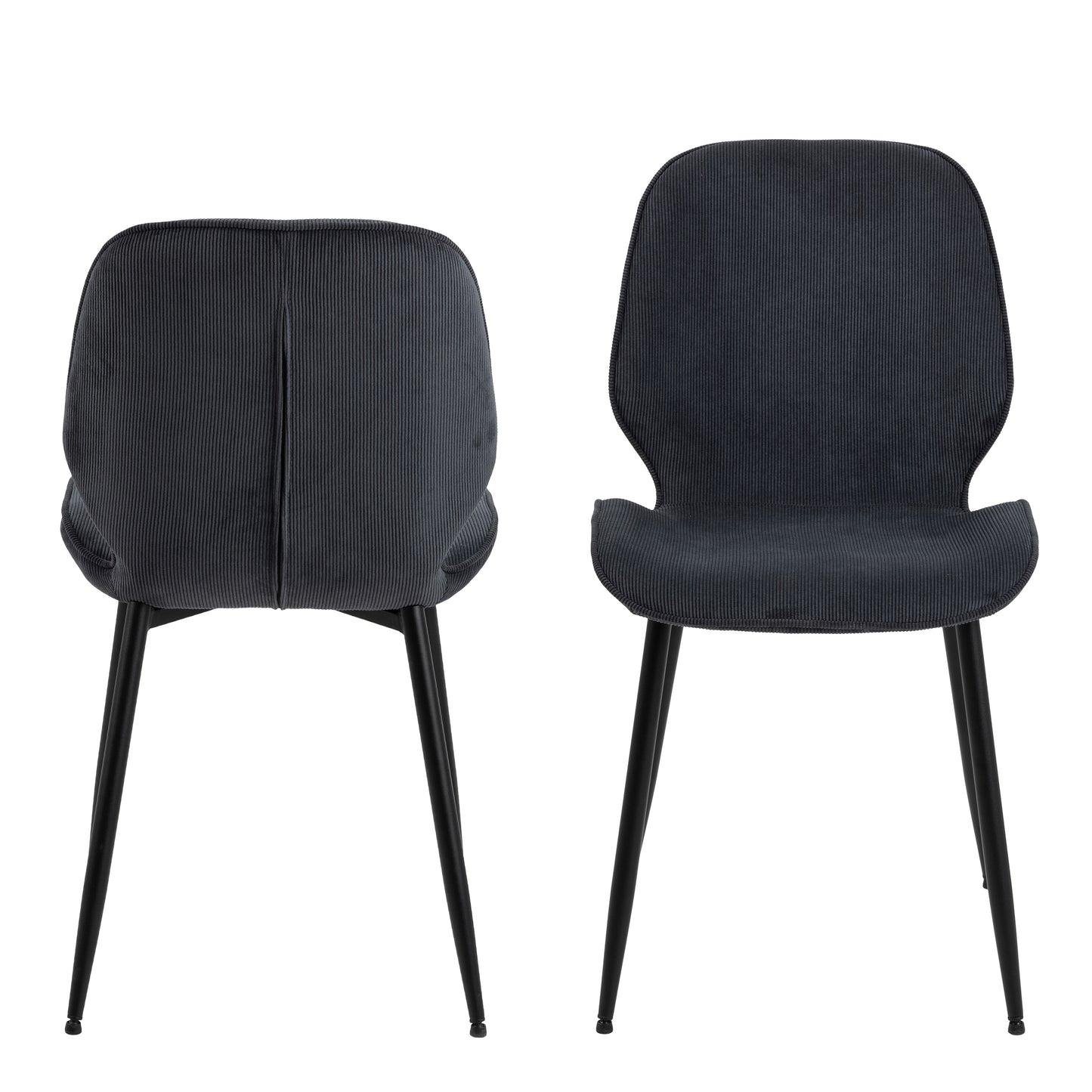 Femke Corduroy fabric Chair in Anthracite Set of 4