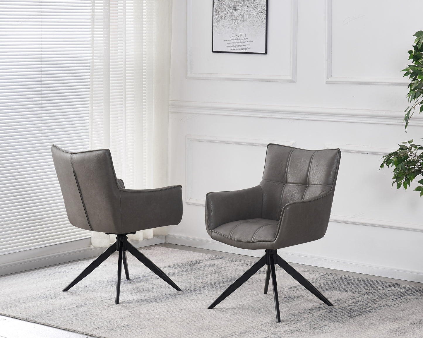 Franca Dinning, Lounge Chair - Storm Grey Faux Leather - set of 2