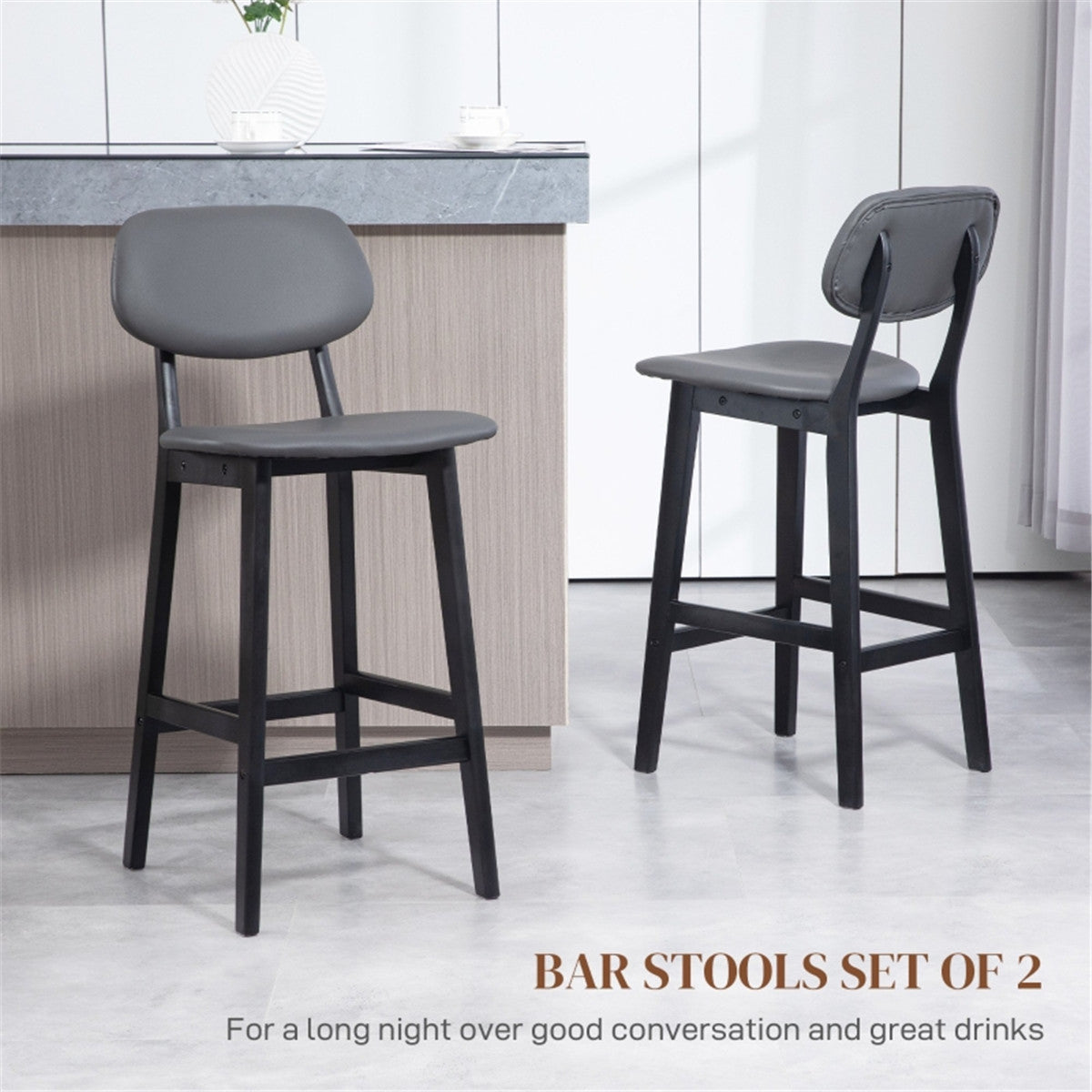 Grey Bar Stools/Dining Chair Set of 2