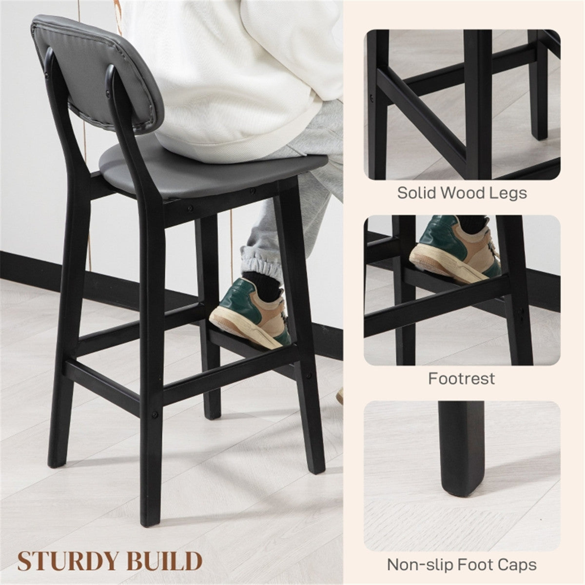 Grey Bar Stools/Dining Chair Set of 2