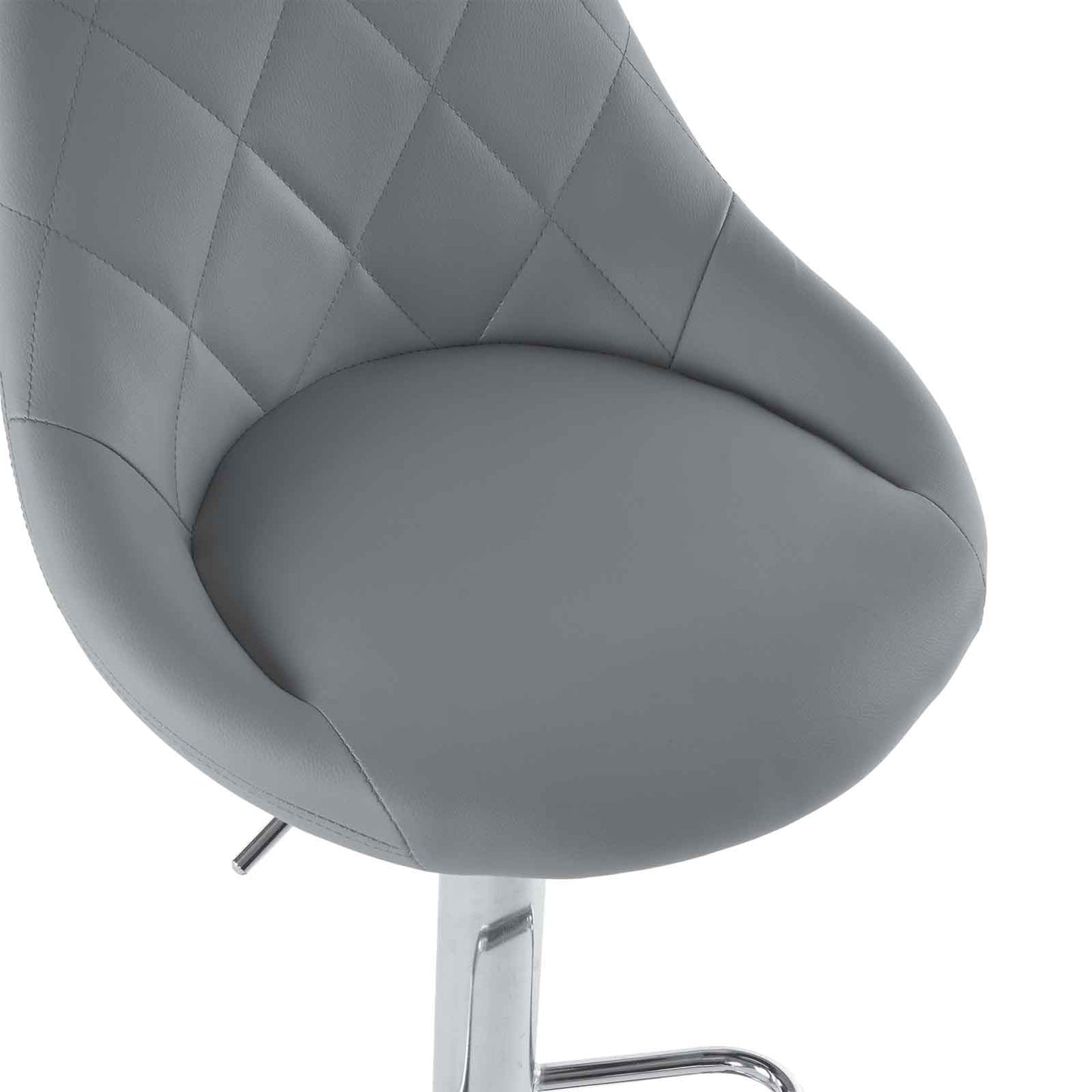 Grey Bar Stools, PU Leather Bar Stool, Adjustable Lift Height Swivel Stool Set of 2