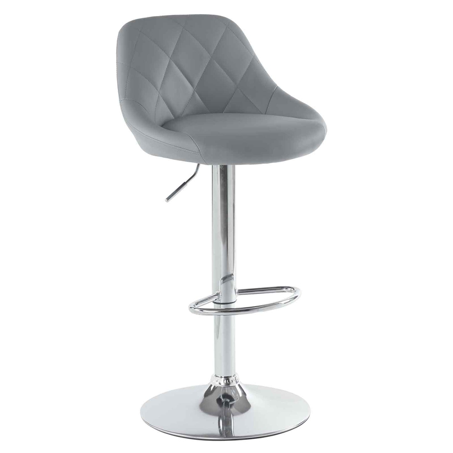 Grey Bar Stools, PU Leather Bar Stool, Adjustable Lift Height Swivel Stool Set of 2
