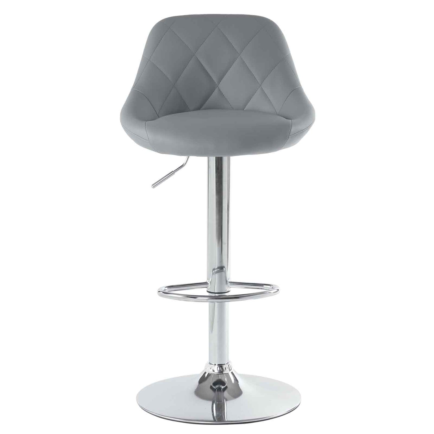 Grey Bar Stools, PU Leather Bar Stool, Adjustable Lift Height Swivel Stool Set of 2