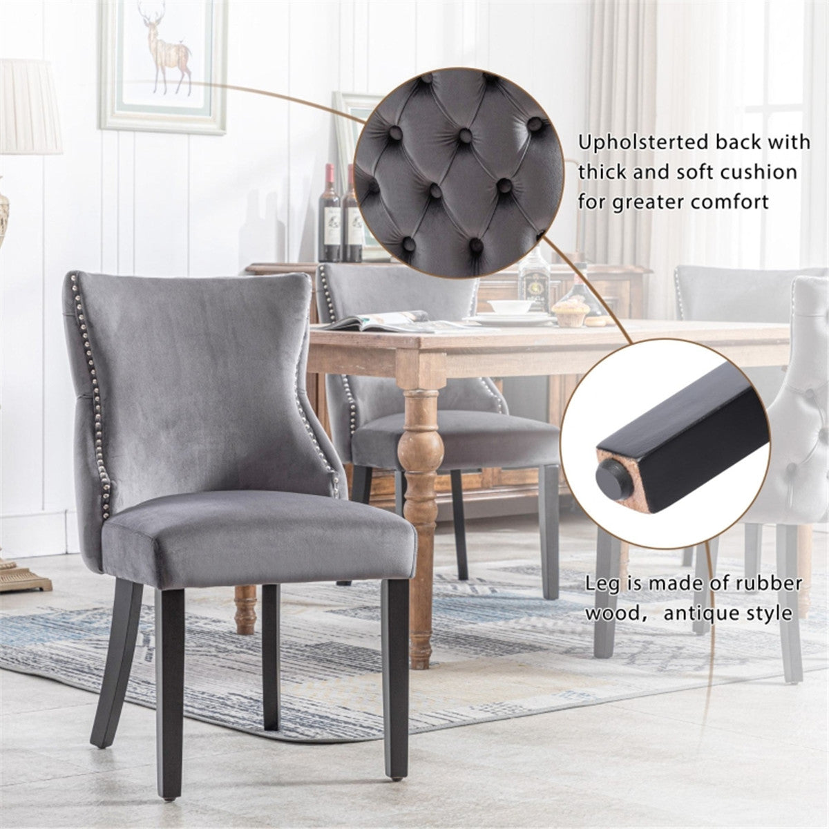 Grey Dinning Chair/Lounge Chair Set of 2