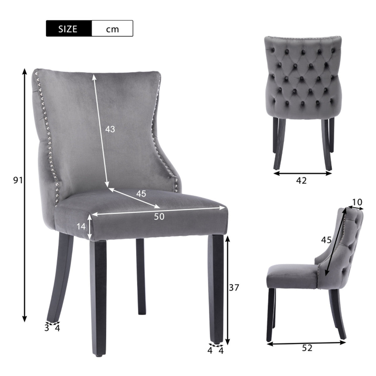 Grey Dinning Chair/Lounge Chair Set of 2