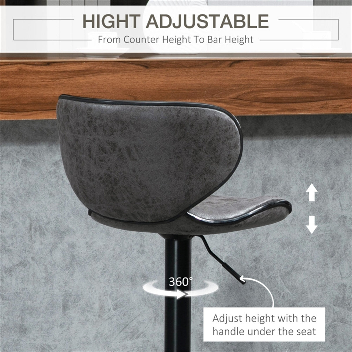 Grey Modern Bar Stools Set of 2