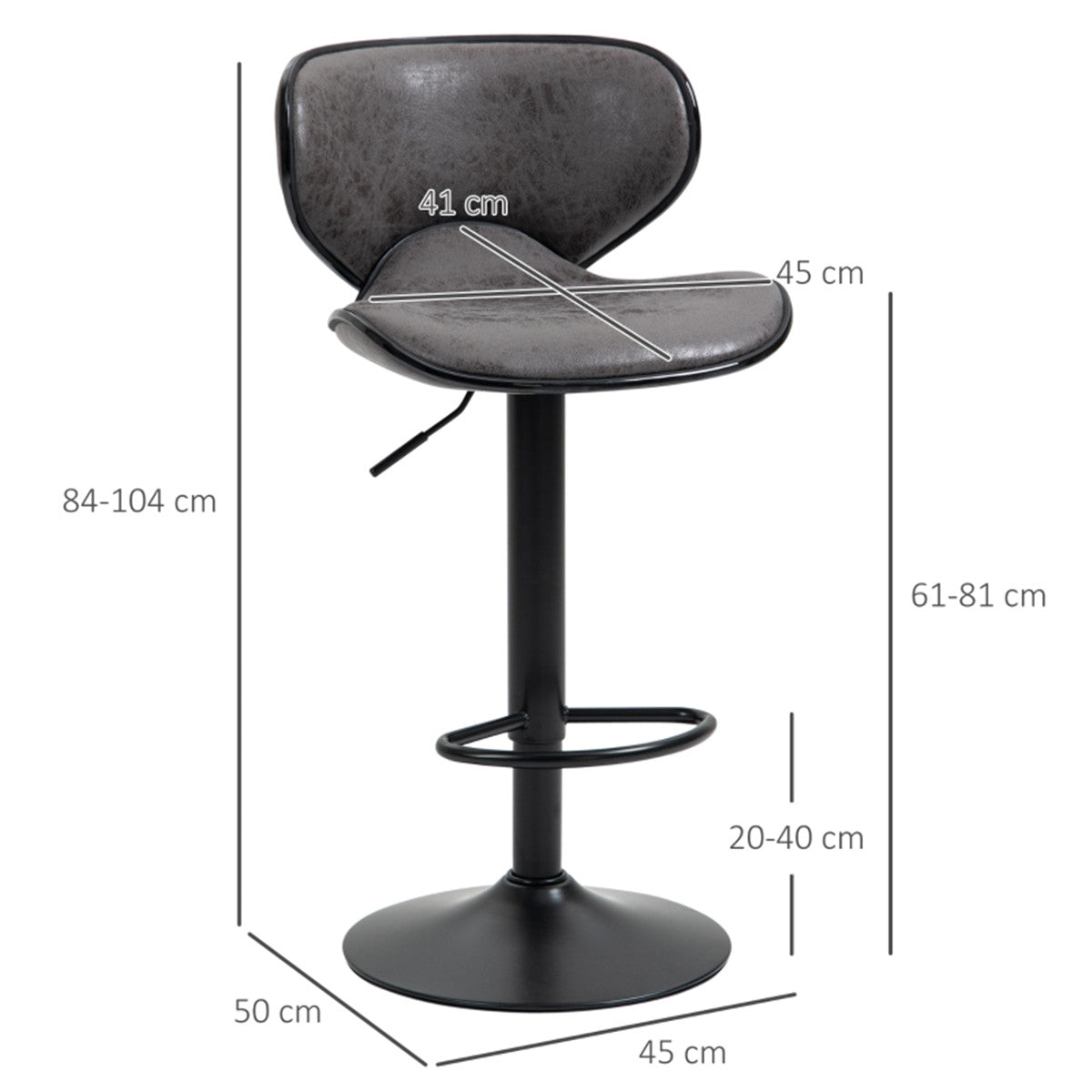 Grey Modern Bar Stools Set of 2