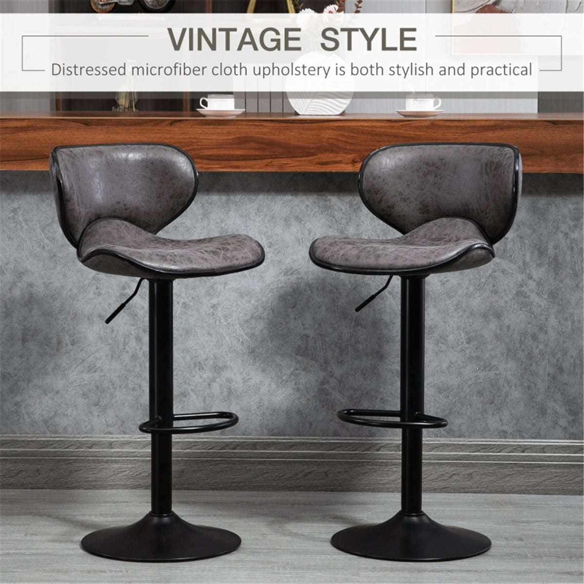 Grey Modern Bar Stools Set of 2