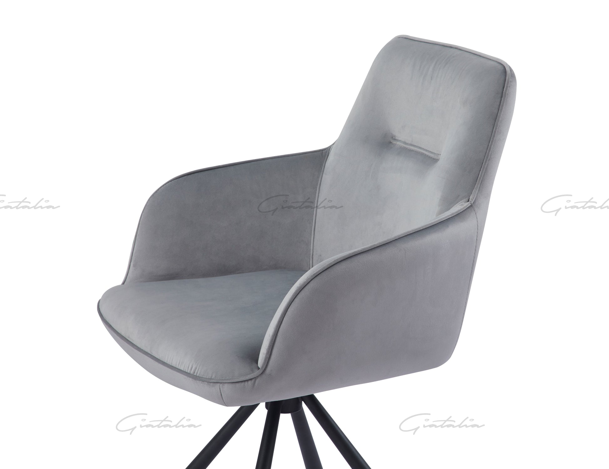 Grey Swivel Arm Chair - GREY VELVET - Set of 2