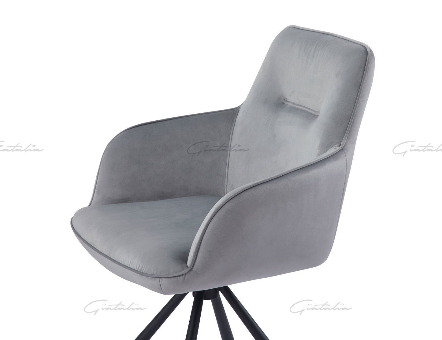Grey Swivel Arm Chair - GREY VELVET - Set of 2