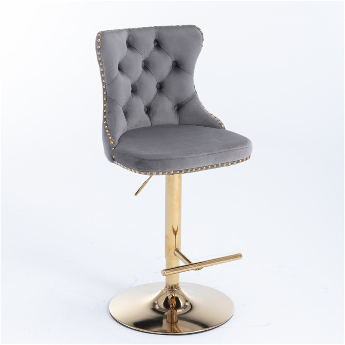 Grey Velvet Bar Stools / Dining Chair Set of 2