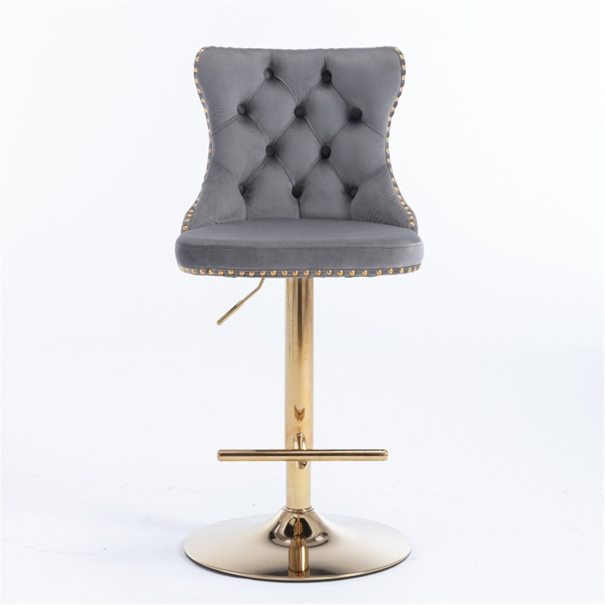 Grey Velvet Bar Stools / Dining Chair Set of 2