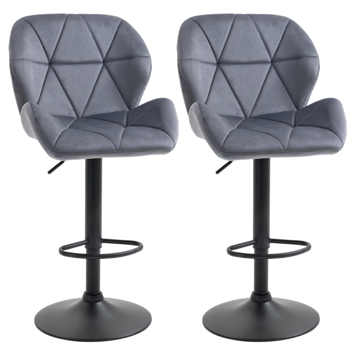 Grey Modern Bar Stools/Dining Chair Set of 2
