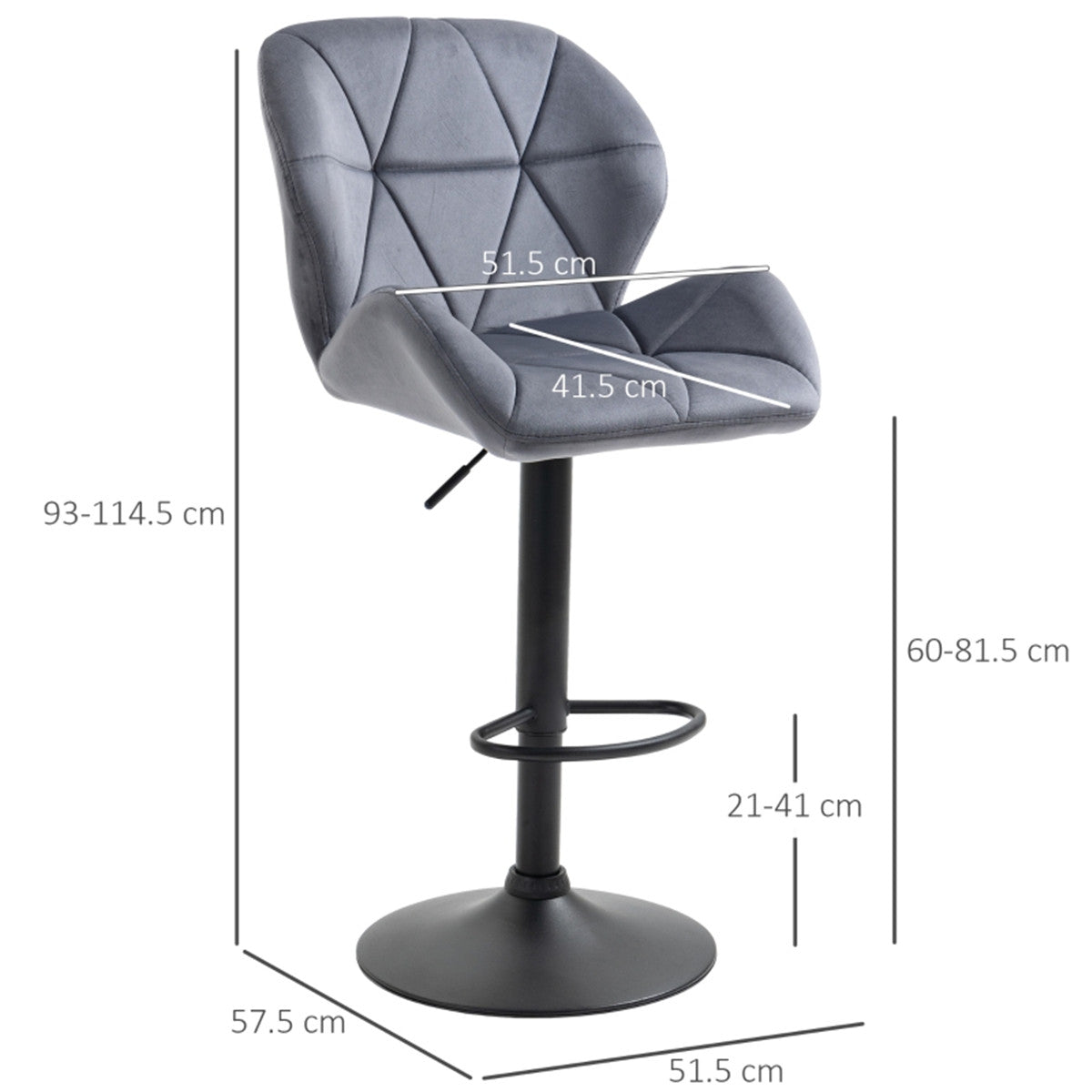 Grey Modern Bar Stools/Dining Chair Set of 2