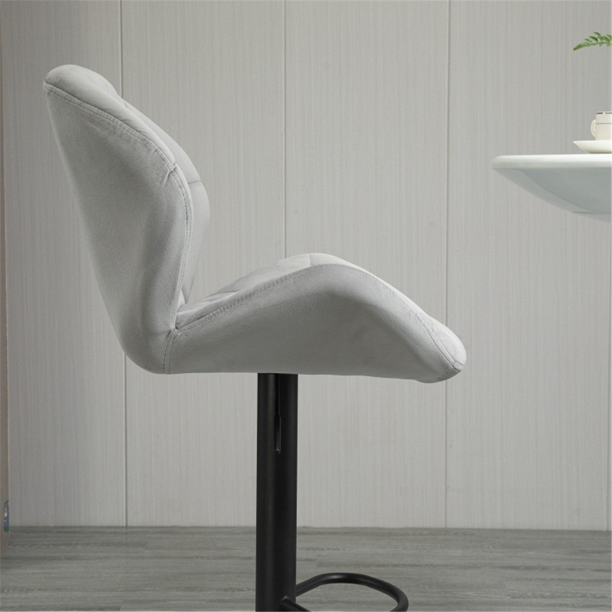HOMCOM Adjustable Bar Stools Set of 2, Armless Upholstered Swivel,  Light Grey