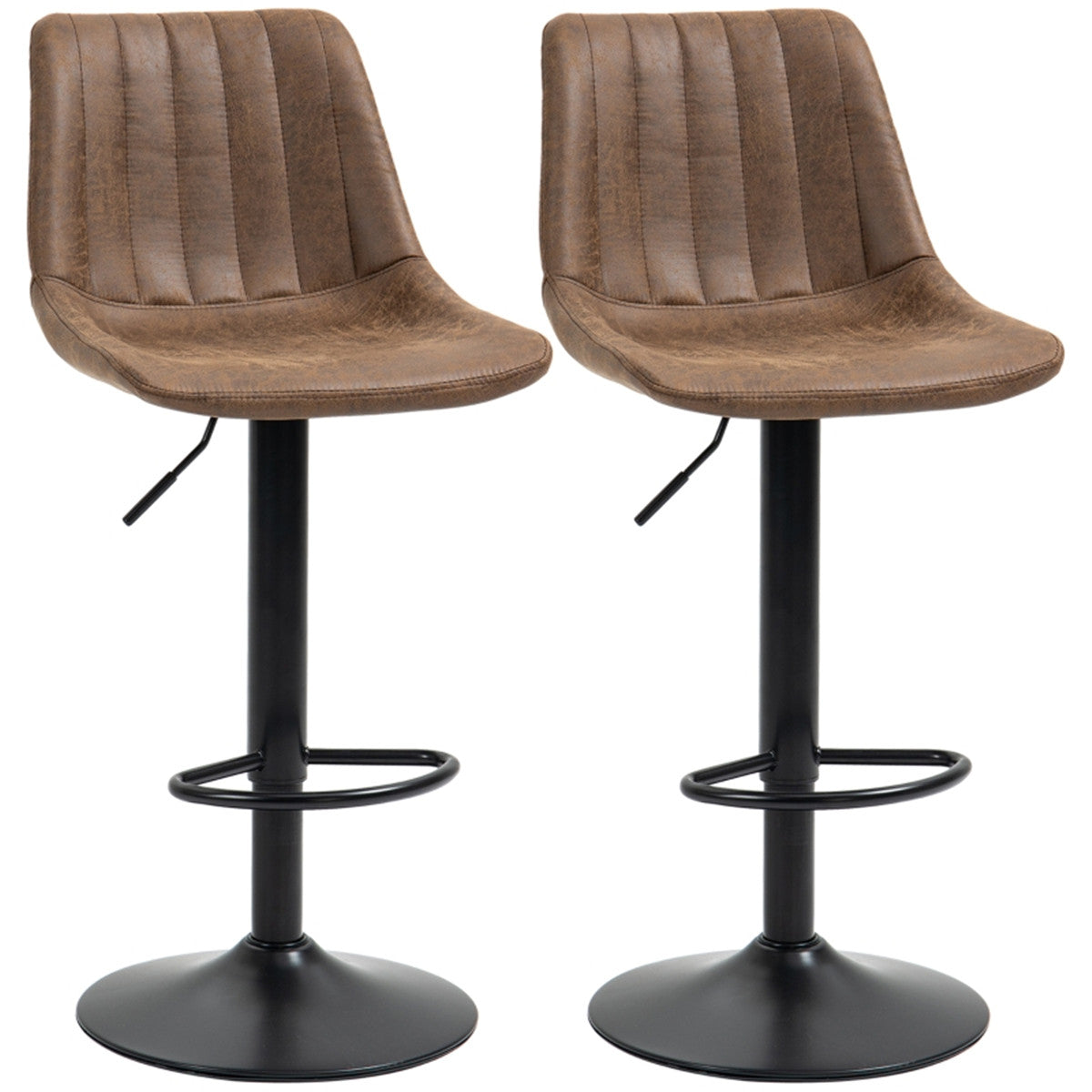 HOMCOM Bar Stools Set of 2, Swivel Counter,  Brown