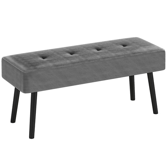 HOMCOM End of Bed Bench, Corduroy Bedroom Bench Grey