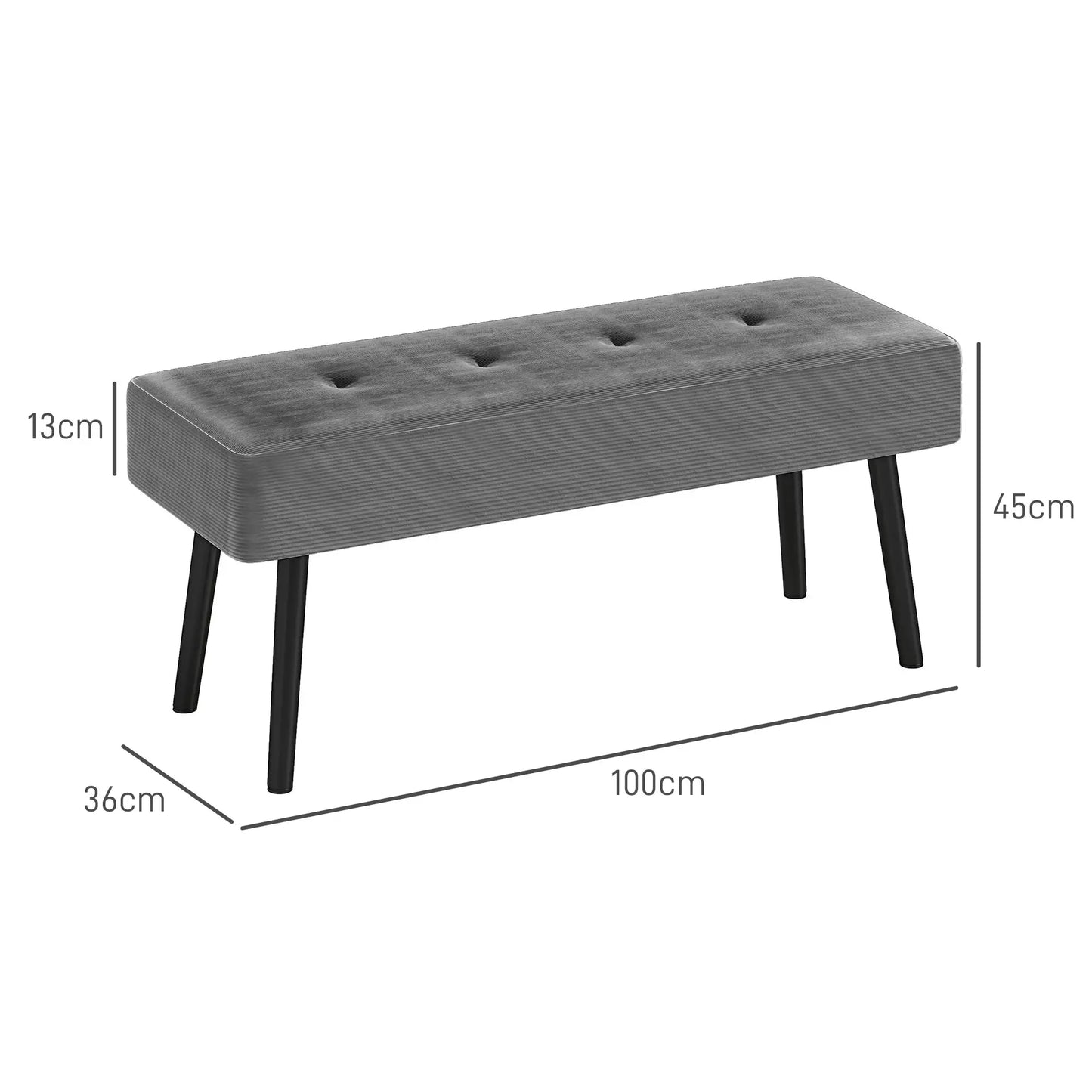 HOMCOM End of Bed Bench, Corduroy Grey