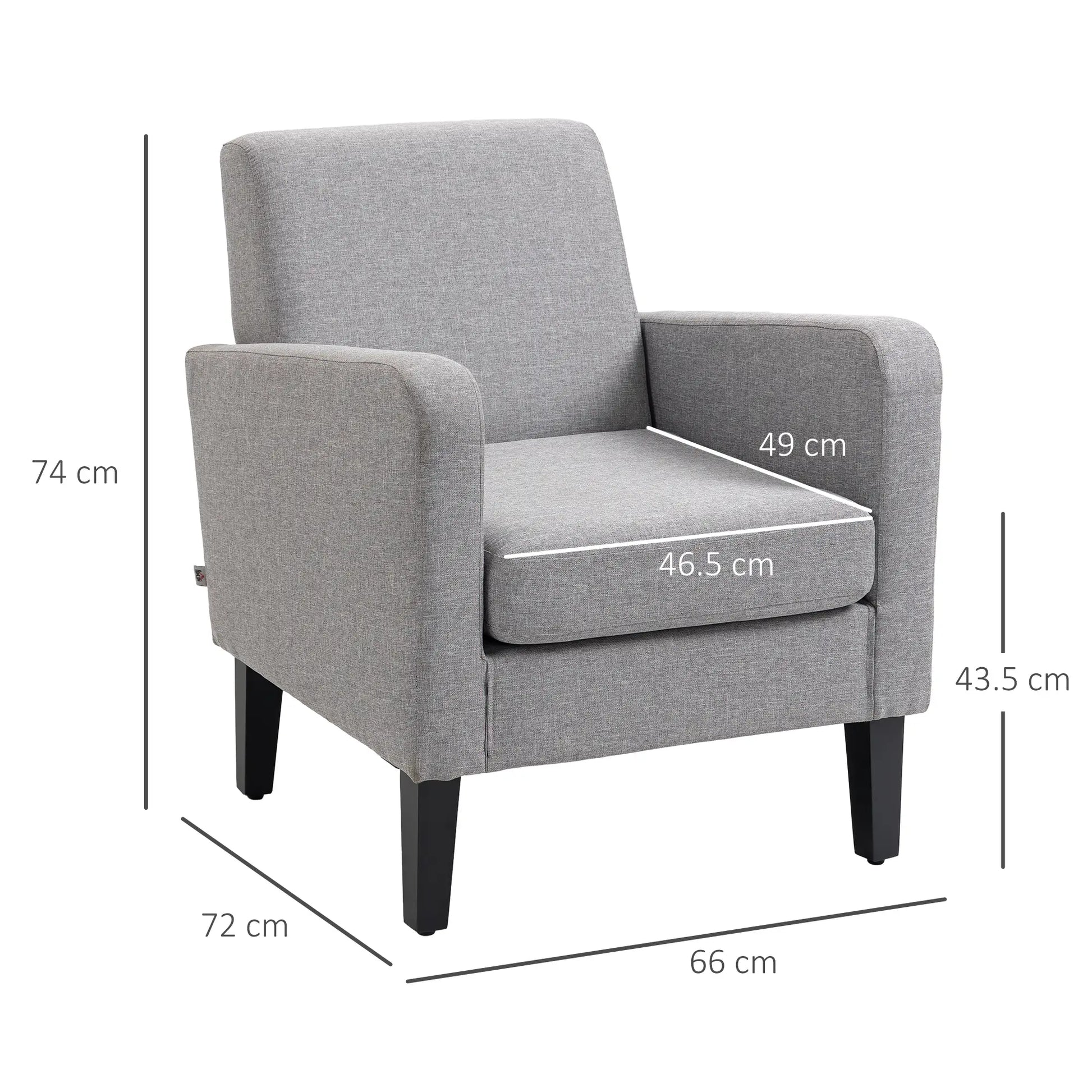 HOMCOM Linen-Look Boxy Armchair - Light Grey size