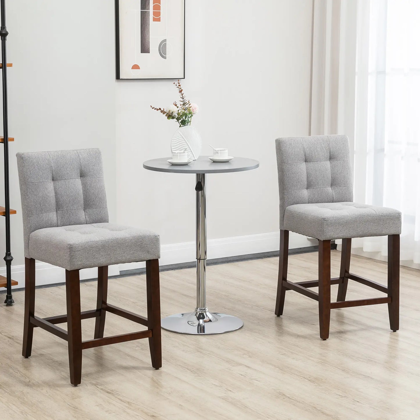 HOMCOM Modern Fabric Bar Stools Set of 2, Grey
