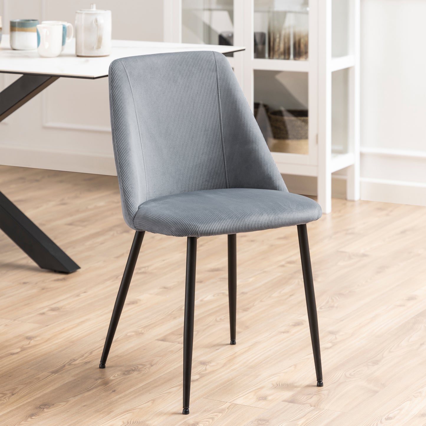 Ines Dining Chair in Grey Corduroy - Set of 4