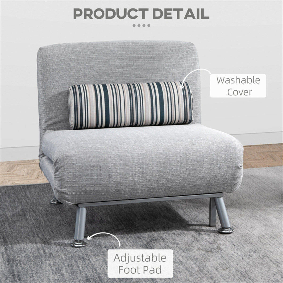Light Grey Modern Sofa Chair /Single sofa bed