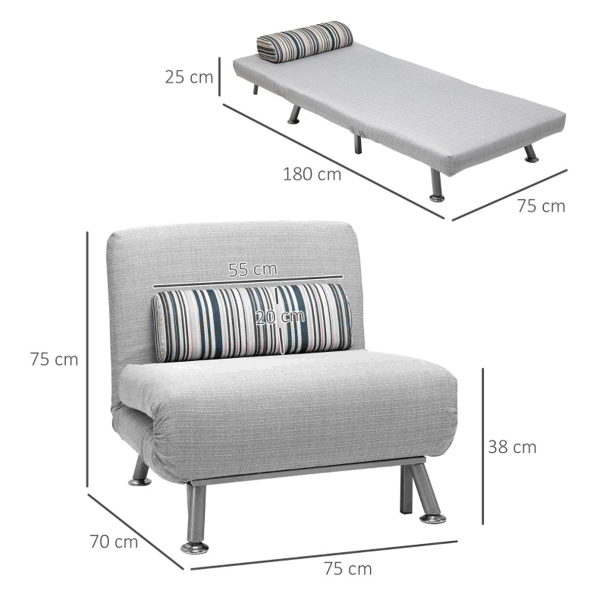 Light Grey Modern Sofa Chair /Single sofa bed