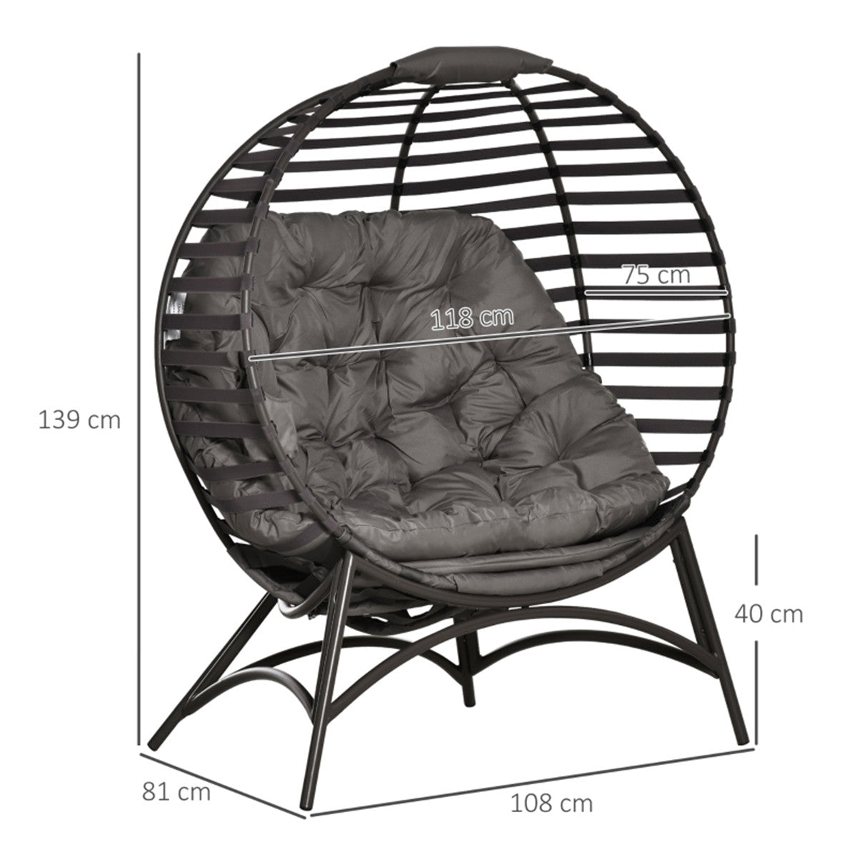 Round Modern Dome Folding Lounge Chairs / Garden Lounge Chair